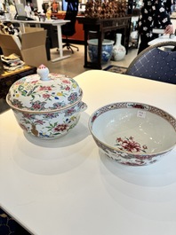 A Chinese famille rose bowl and a covered tureen, Yongzheng/Qianlong