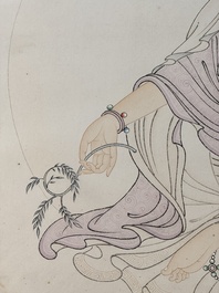 Mei Lanfang 梅蘭芳 (1894-1961): 'Bodhisattva' and Ma Jin 馬晉 (1900-1970): 'Calligraphy', ink and colour on paper, dated 1948