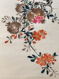 Yan Bolong 顏伯龍 (1898-1955): 'Pies et grenades', encre et couleur sur papier, dat&eacute;e 1943