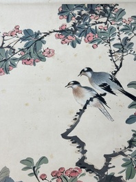 Tian Shiguang 田世光 (1916-1999): 'Oiseaux et fleurs', encre et couleur sur papier