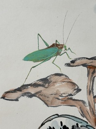 Wang Xuetao 王雪濤 (1903-1982): 'Oiseau et insectes', encre et couleur sur papier