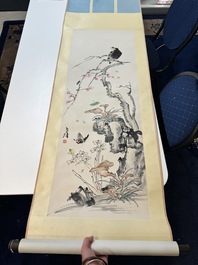 Wang Xuetao 王雪濤 (1903-1982): 'Oiseau et insectes', encre et couleur sur papier