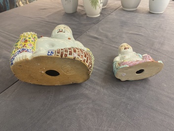 Collection vari&eacute;e de 15 pi&egrave;ces en porcelaine de Chine qianjiang cai, famille rose et verte, 19/20&egrave;me