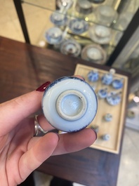 Fourteen Chinese blue and white miniature vases with floral design, Kangxi