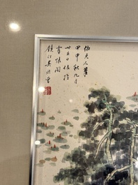 Pu Xinyu 溥心畲 (1896-1963): 'Chat et lapin' et Wu Xizeng 吳熙曾 (1904-1972): 'Paysage', encre et couleur sur papier