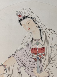 Mei Lanfang 梅蘭芳 (1894-1961): 'Bodhisattva' and Ma Jin 馬晉 (1900-1970): 'Calligraphy', ink and colour on paper, dated 1948