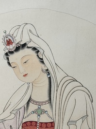 Mei Lanfang 梅蘭芳 (1894-1961): 'Bodhisattva' and Ma Jin 馬晉 (1900-1970): 'Calligraphy', ink and colour on paper, dated 1948