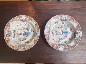 Twee paar Chinese famille rose borden, Yongzheng/Qianlong