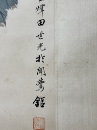 Tian Shiguang 田世光 (1916-1999): 'Oiseaux et fleurs', encre et couleur sur papier