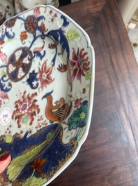 Zes Chinese famille rose borden met floraal decor, Qianlong