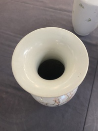 Collection vari&eacute;e de 15 pi&egrave;ces en porcelaine de Chine qianjiang cai, famille rose et verte, 19/20&egrave;me