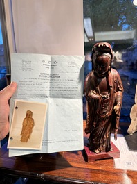Sculpture de Guanyin en bois laqu&eacute; et partiellement dor&eacute;, Chine, Ming