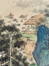 Pu Xinyu 溥心畲 (1896-1963): 'Chat et lapin' et Wu Xizeng 吳熙曾 (1904-1972): 'Paysage', encre et couleur sur papier