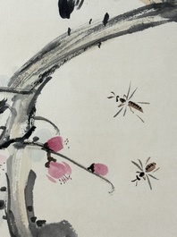 Wang Xuetao 王雪濤 (1903-1982): 'Oiseau et insectes', encre et couleur sur papier