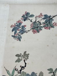 Tian Shiguang 田世光 (1916-1999): 'Oiseaux et fleurs', encre et couleur sur papier