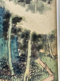 Pu Xinyu 溥心畲 (1896-1963): 'Chat et lapin' et Wu Xizeng 吳熙曾 (1904-1972): 'Paysage', encre et couleur sur papier