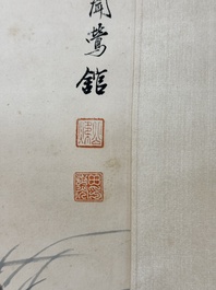 Tian Shiguang 田世光 (1916-1999): 'Oiseaux et fleurs', encre et couleur sur papier