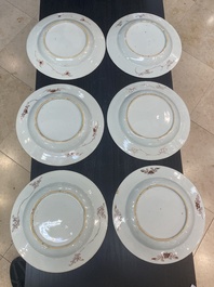 Twelve Chinese famille rose plates with landscape design, Qianlong