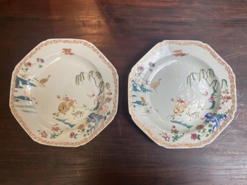 Twee paar Chinese famille rose borden, Yongzheng/Qianlong