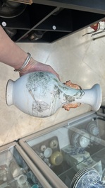 Collection vari&eacute;e de 15 pi&egrave;ces en porcelaine de Chine qianjiang cai, famille rose et verte, 19/20&egrave;me