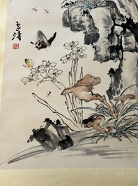 Wang Xuetao 王雪濤 (1903-1982): 'Oiseau et insectes', encre et couleur sur papier