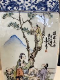 A Chinese hexagonal qianjiang cai vase, signed Hui Ru Shi 慧如氏, dated 1910