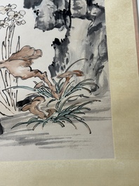 Wang Xuetao 王雪濤 (1903-1982): 'Oiseau et insectes', encre et couleur sur papier