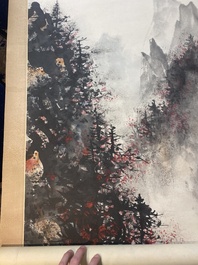 Li Xiongcai 黎雄才 (1910-2001): 'Paysage', encre et couleur sur papier, dat&eacute;e 1993