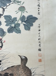 Tian Shiguang 田世光 (1916-1999): 'Oiseaux et fleurs', encre et couleur sur papier