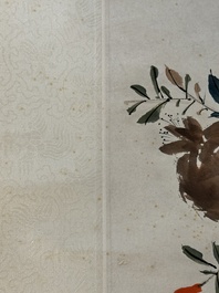 Yan Bolong 顏伯龍 (1898-1955): 'Pies et grenades', encre et couleur sur papier, dat&eacute;e 1943