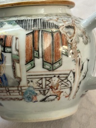 Th&eacute;i&egrave;re en porcelaine de Chine famille rose &agrave; d&eacute;cor de dames d'honneur et d'enfants, Yongzheng