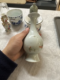 A varied collection of Chinese blue and white and famille rose porcelain, 18th C. and later