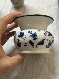 A varied collection of Chinese blue and white and famille rose porcelain, 18th C. and later