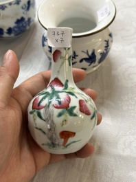 A varied collection of Chinese blue and white and famille rose porcelain, 18th C. and later