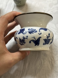 A varied collection of Chinese blue and white and famille rose porcelain, 18th C. and later