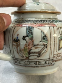 Th&eacute;i&egrave;re en porcelaine de Chine famille rose &agrave; d&eacute;cor de dames d'honneur et d'enfants, Yongzheng