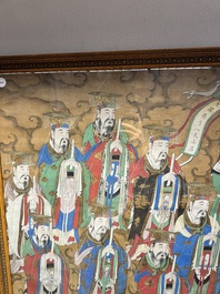 Ecole chinoise: 'Divinit&eacute;s au ciel', encre et couleur sur soie, Qing