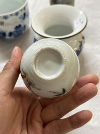 A varied collection of Chinese blue and white and famille rose porcelain, 18th C. and later