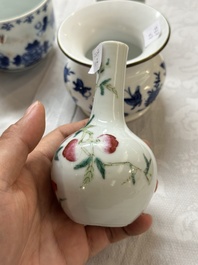 A varied collection of Chinese blue and white and famille rose porcelain, 18th C. and later