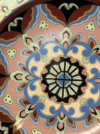 A Chinese cloisonn&eacute; dish with floral design, Beijing Tezhong Gongyi Gongsi 北京特種工藝公司 mark, dated 1952