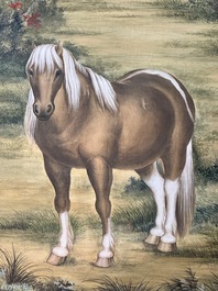 Chang Zenhao 常曾灏: 'Horses', ink and colour on silk, dated 1952