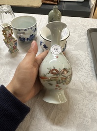 A varied collection of Chinese blue and white and famille rose porcelain, 18th C. and later