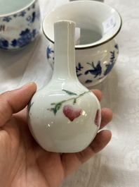 A varied collection of Chinese blue and white and famille rose porcelain, 18th C. and later