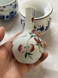 A varied collection of Chinese blue and white and famille rose porcelain, 18th C. and later