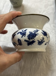 A varied collection of Chinese blue and white and famille rose porcelain, 18th C. and later