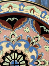 A Chinese cloisonn&eacute; dish with floral design, Beijing Tezhong Gongyi Gongsi 北京特種工藝公司 mark, dated 1952