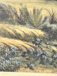 Chang Zenhao 常曾灏: 'Horses', ink and colour on silk, dated 1952