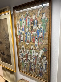 Ecole chinoise: 'Divinit&eacute;s au ciel', encre et couleur sur soie, Qing
