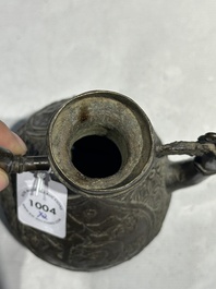 A Chinese bronze 'gu' vase and a bronze ewer and cover for the Islamic market, Ming