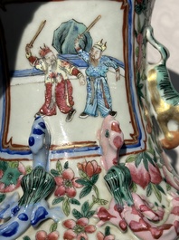 Two Chinese famille rose vases and a jardiniere, 19/20th C.